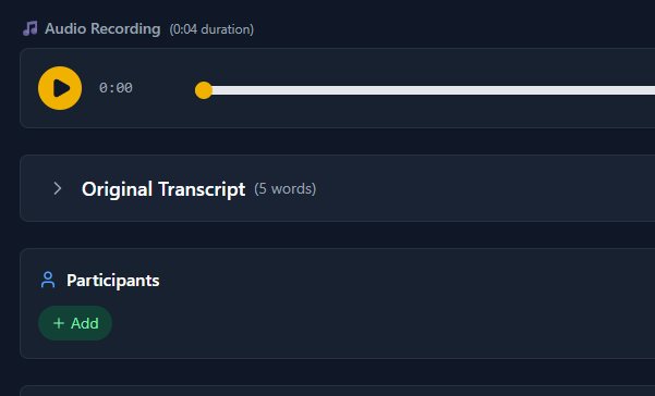 Built-in audio player with playback controls