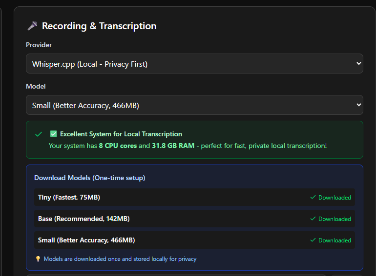 Privacy-first architecture with local-only data storage
